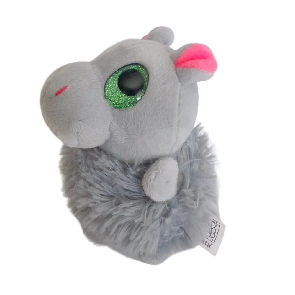Fiesta Pom Pals 4.5” Plush Gray Beanie Ricky‎ Hippo Big Green Eyes Stuffed Toy